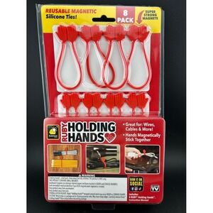 Ruby Holding Hands Reusable Magnetic‎ Silicone Ties 8 Pack Cable Organizer